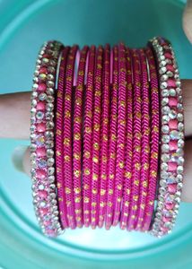 Pink &amp; Silver Bangle Set