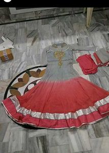 Peach And Grey Shade Gown