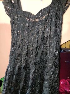 Black Floral Sequin Top
