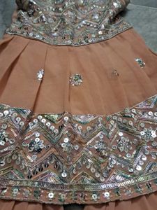 Kids&#39; Sharara Suit - Peach &amp; Silver