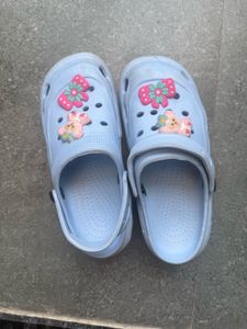 Cute Blue Clogs with Charms Size 38