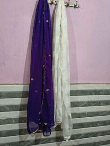Purple &amp; White  dupatta used sometime combo