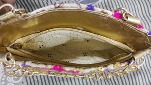 Embroidered Floral Clutch with Chain Strap