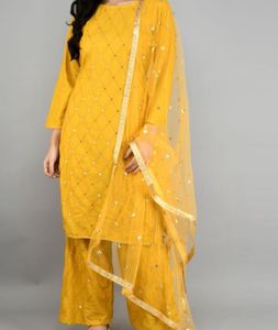 Women Viscose Rayon Kurta Palazzo Set