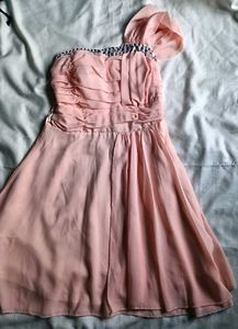 One Shoulder Pink Formal Party Prom Dress
