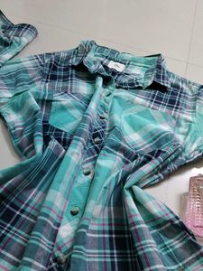 MAX Mint Green &amp; Navy Checkered Casual Shirt
