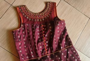Maroon Gown With Dupatta For Sale