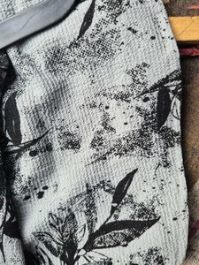 Grey Leaf Print Button-Down Shirt