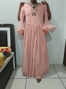Peach Embroidered Maxi Dress