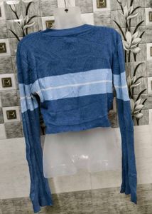 Blue Striped Crop Top