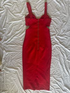 Stunning Red Cut-Out Bodycon Midi Dress