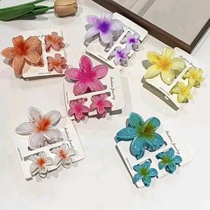3 Pcs Flower Hair Claw Clips Set, Gradient Lily De