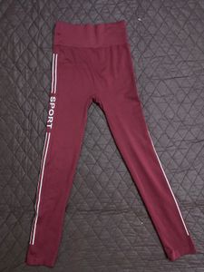 Burgundy &#39;Sport&#39; Leggings