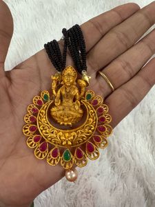 Temple Mangalsutra With Pendent Matching Earrings