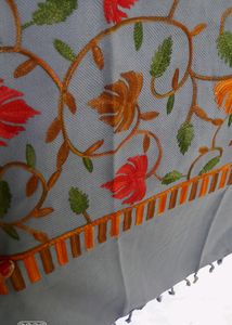 Kashmiri Embroidery Grey Shawl Woollen