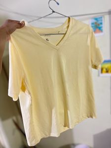 Pintresty Butter Yellow V-Neck Tee - L