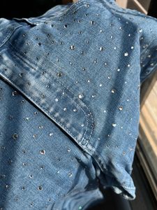 embellished rhinestones high waist Denim Jeans