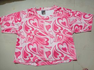 Pink Heart Print T-Shirt