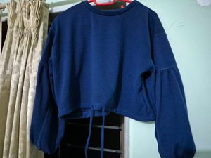Blue Crop Sweatshirt Top