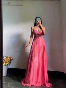 Coral Embellished Evening Gown