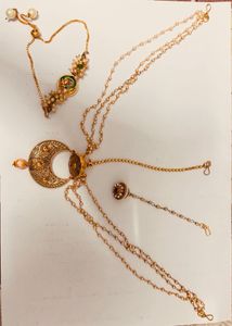 Vintage Gold & Pearl Hair Jewelry Set