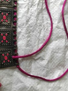 Pink oxidised Tassel Choker Necklace 💗