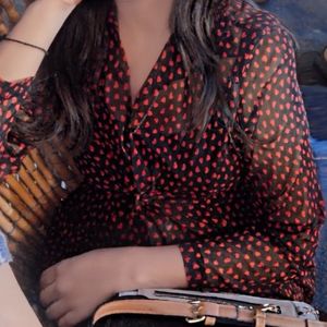 Heart Print Peplum Shirt