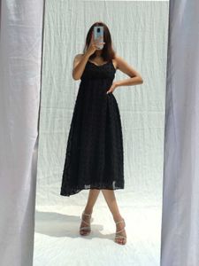 Black Polka Dot Midi Dress