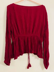 Maroon Embroidered Top