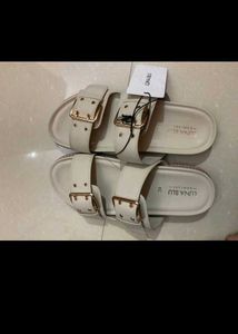 Luna Blu White Buckle Slides