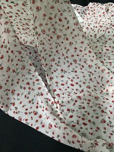 Strawberry Printed Ruffle Blouse