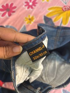 Denim Frill Skirt With Heart Back Pocket