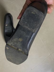 Black Vintage Leather Strap Heels