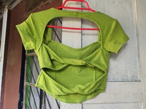 Green Padded Crop Top