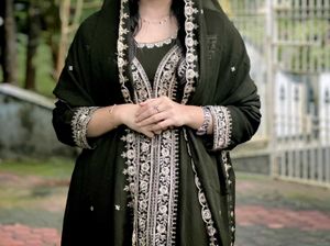 Semi PartyWear Aline Gown, Pant Duppata Set