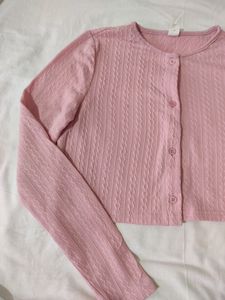 Pink Crop Cardigan