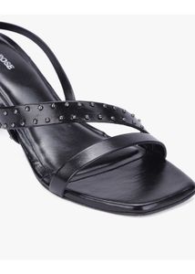 Black Studded Kitten Heel Sandals