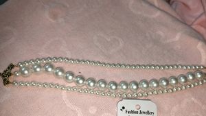 Three Layer White Pearl Necklace With Earrings