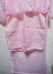 BABY PINK CHICKEN KURTA WITH INNER WEAR