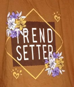 Active Women's Orange Printed Round Neck Pure Cotton T-shirt