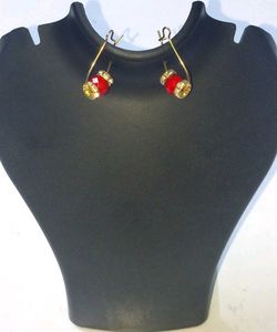 Eyerring Gold Stone,Red Rhinestone buy one get fre