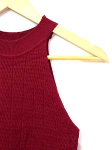 Red Knit Halter Top