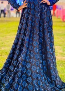 Elegant Blue Lace Gown