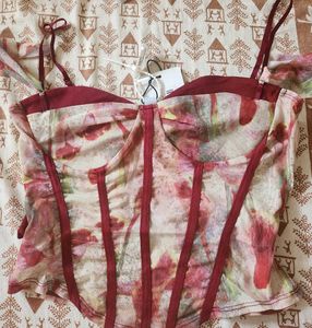Begie Maroon Floral Corset Top