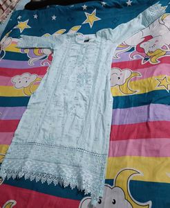 Light Blue Embroidered Kurti