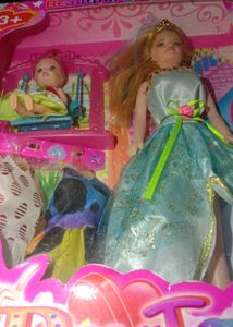 Doll Set With Clothes + Baby + Swing