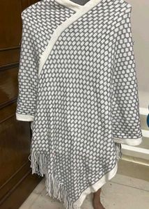 Grey Patterned Poncho