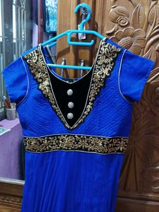 New One Elegant Blue &amp; Gold Anarkali Dress
