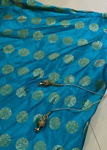 Teal &amp; Gold Lehenga Skirt