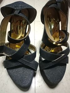 Black Glitter Pencil Heel